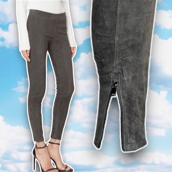 VINCE Suede Ankle Zip Leggings Genuine Lamb Leather Moto Bikercore Boho Western - Picture 1 of 16
